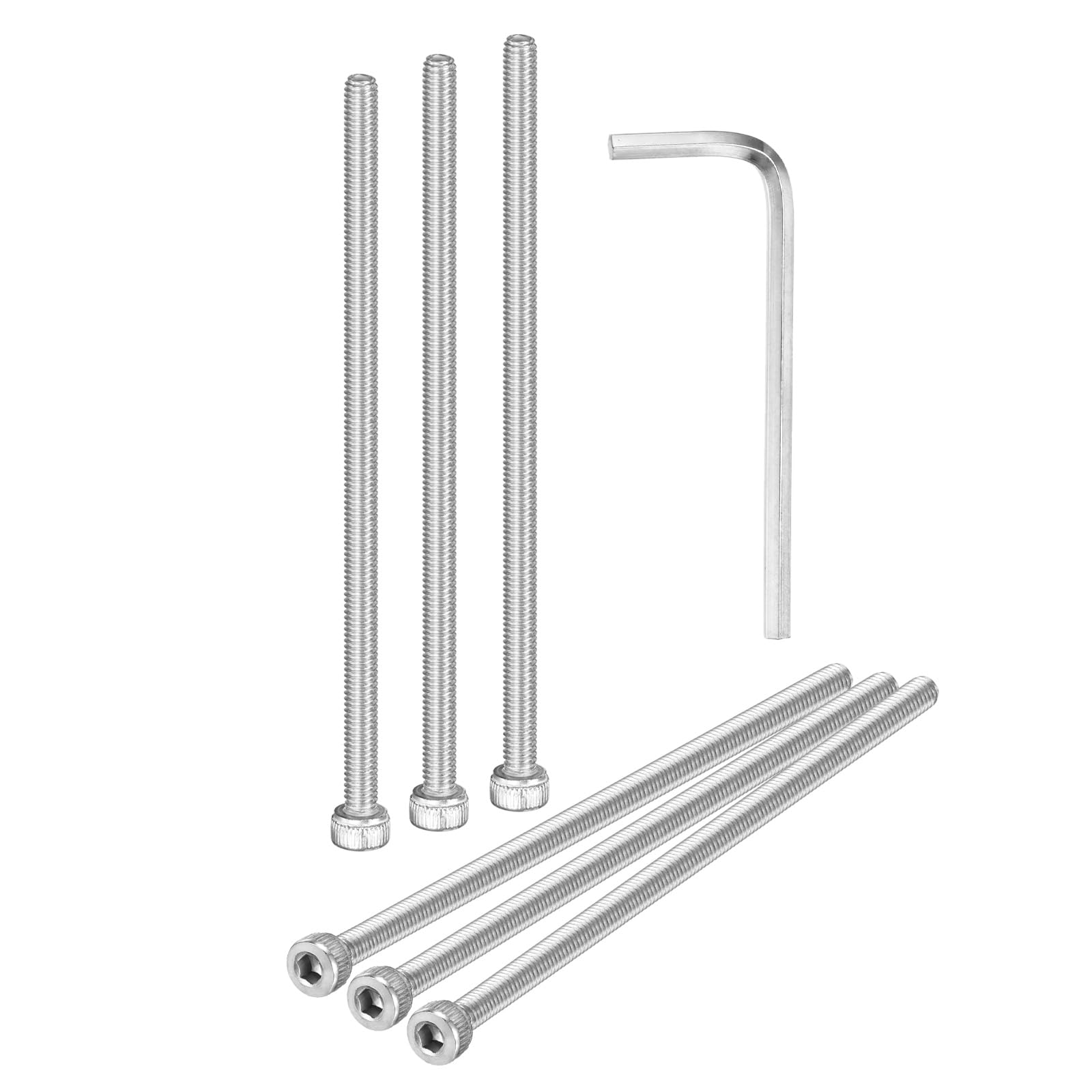 M METERXITY 6-Pack M4 x 90mm Socket Head Cap Screws, 304 Stainless Steel Hex Machine Bolts, Allen Socket Drive Screw with Hex Wrench for Repair/DIY, Fully Threaded Fasteners Kit [Silver] — image 1