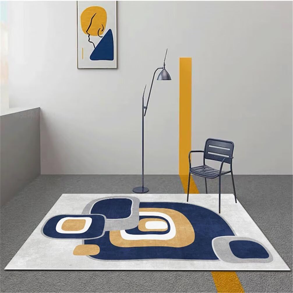 Tapis durable bleu gris 180x250cm lavable pour simplifier l'entretien