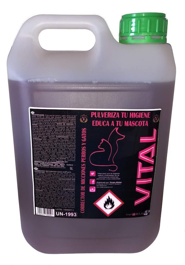 Repelente Profesional para Perros y Gatos 5L, Anti Orines de Alta Eficacia para Exterior e Interior, Uso Intensivo en Comunidades, Jardines y Empresas de Limpieza, Vital