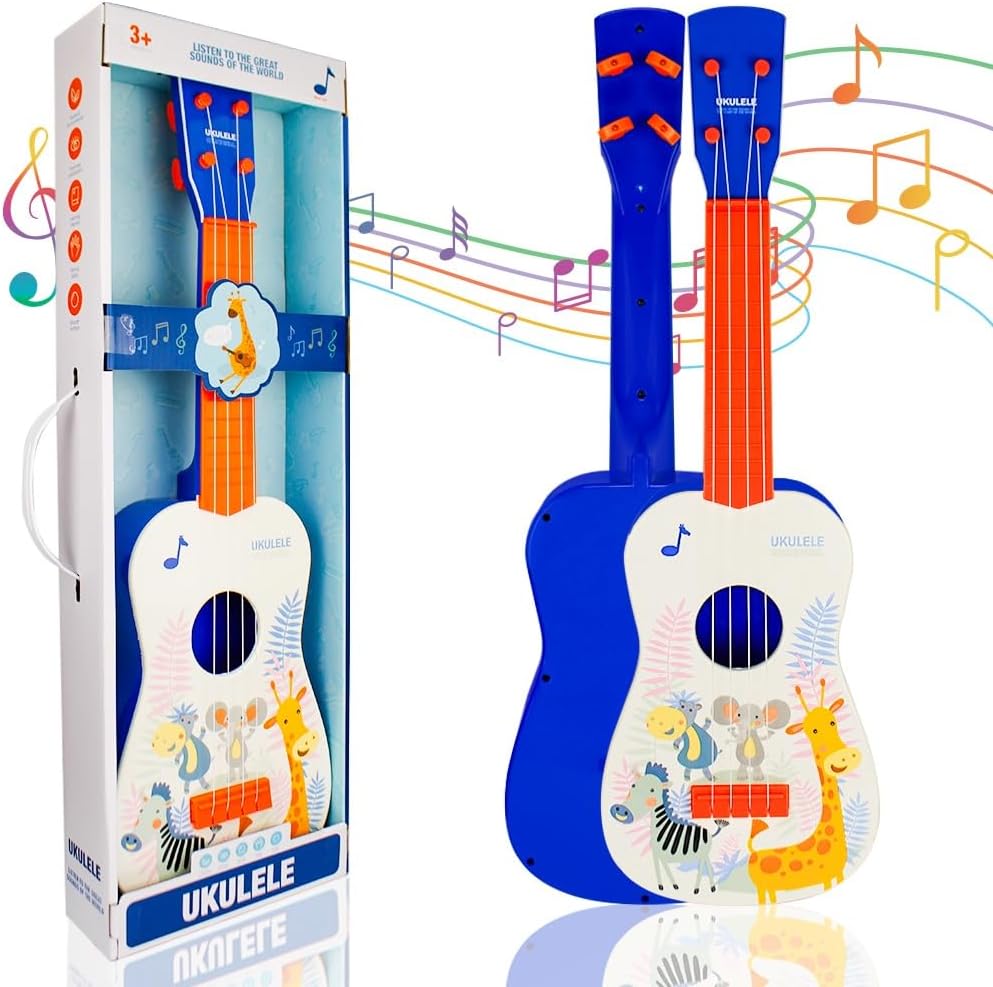 UKR Kids Guitar Children's Toys Toddler Musical Instruments Music Learning Wooden Guitar for Kids Age 3+ (Orange)