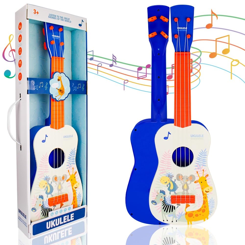 UKR Kids Guitar Children's Toys Toddler Musical Instruments Music Learning Wooden Guitar for Kids Age 3+ (Orange)