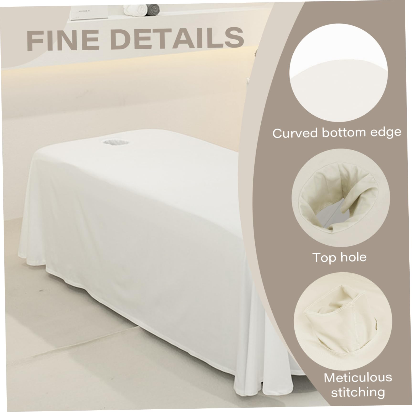Couvre-table de massage, 190x80cm coussin de lit de cils avec trou de visage, drap de lit de massage, jupe de table de massage de couleur pour massage du salon (kaki)