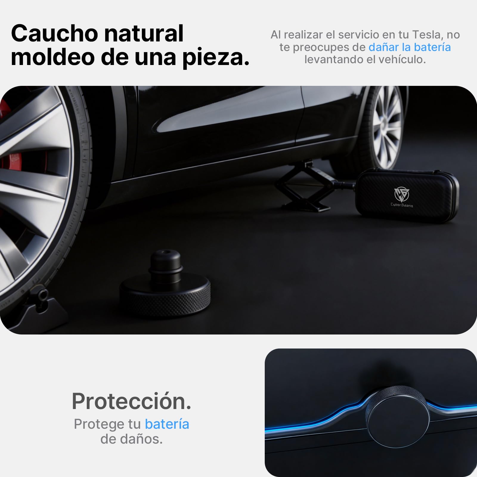 Juego de 4 almohadillas para gato Tesla con funda de almacenamiento, soporte de gato elevador, juego de almohadillas de goma sin olor compatible con Tesla Model Y/S/X/3 accesorios 2016-2025