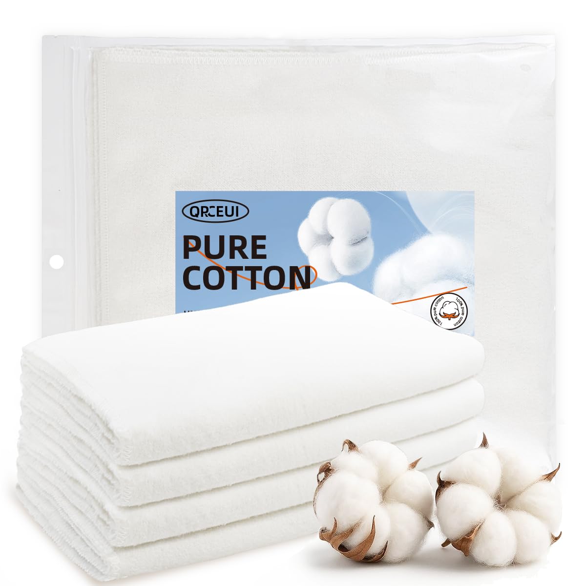 Qrceui 4Pcs Castor Oil Pack for Organic Cotton Flannel Castor Oil Pack Wrap,Reusable,Soothing Hot Compress for The Liver,Abdomen,Joints and Other