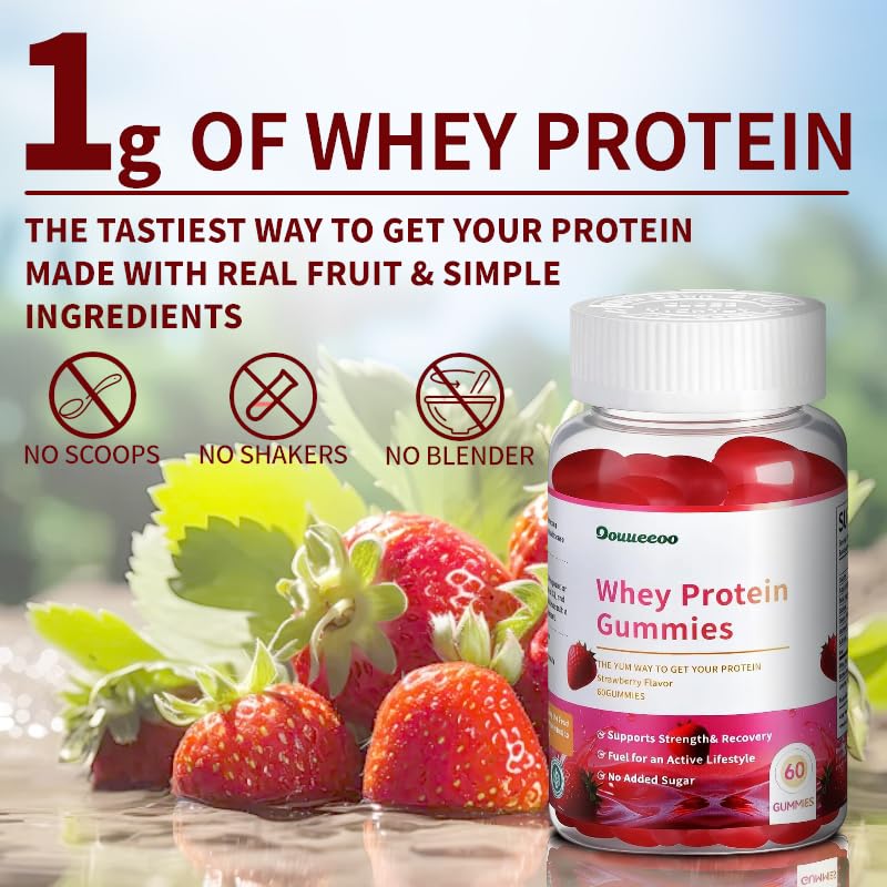 Whey Protein Gummies|1g Whey Protein| Healthy Snacks | Essential Amino Acids | Healthy Gummy Candy | 60 Gummies for Women Men Kids
