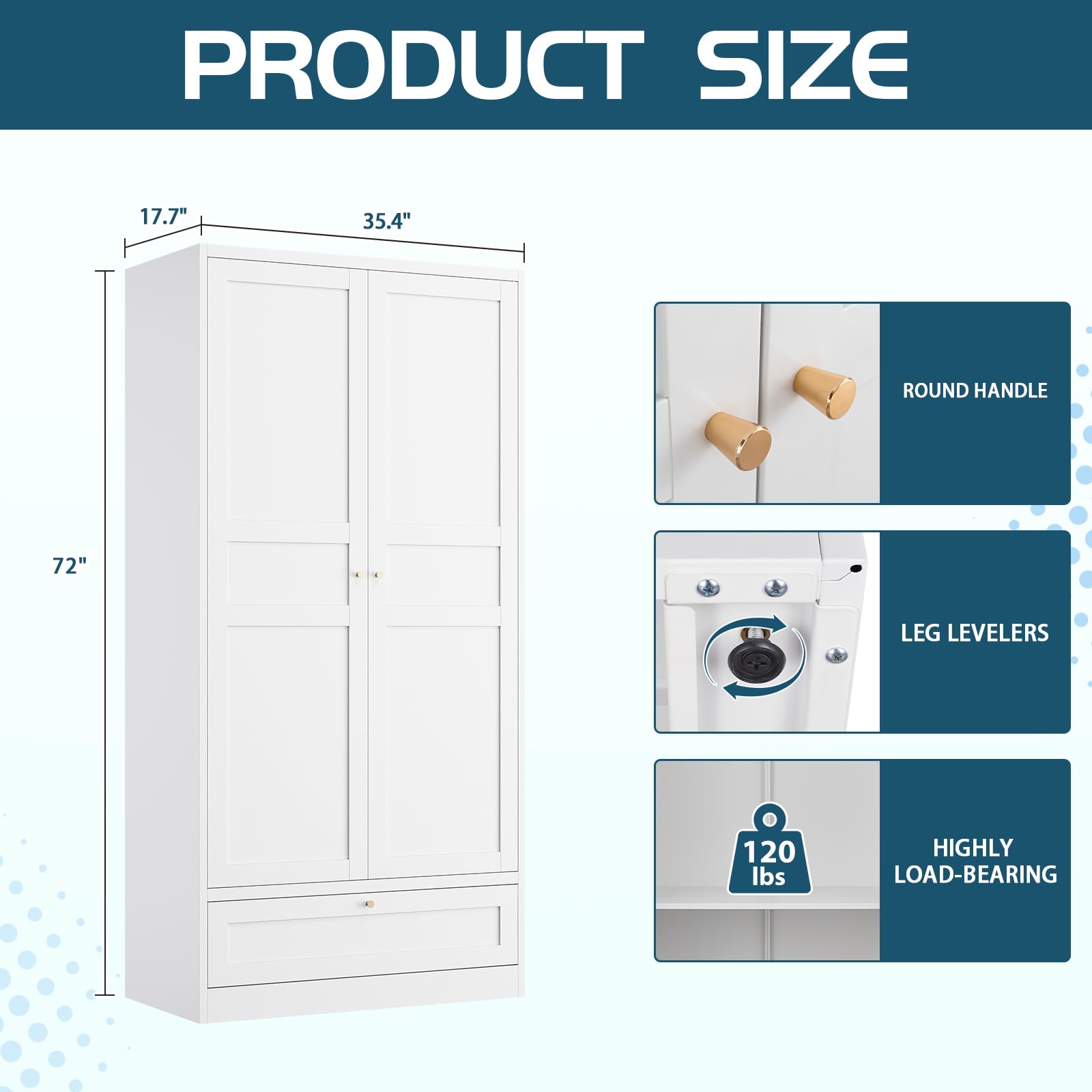 Amazon.com: MIIIKO Wardrobe Closet with Drawer, 2 Doors