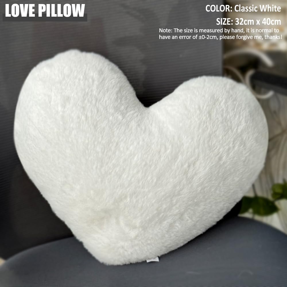 Cuscino decorativo Forma Di Cuore, Cuscino Decorativo per la Camera dei Bambini, Cuscino a Forma di Cuore, Cuscino in Peluche per Divano (Bianco)