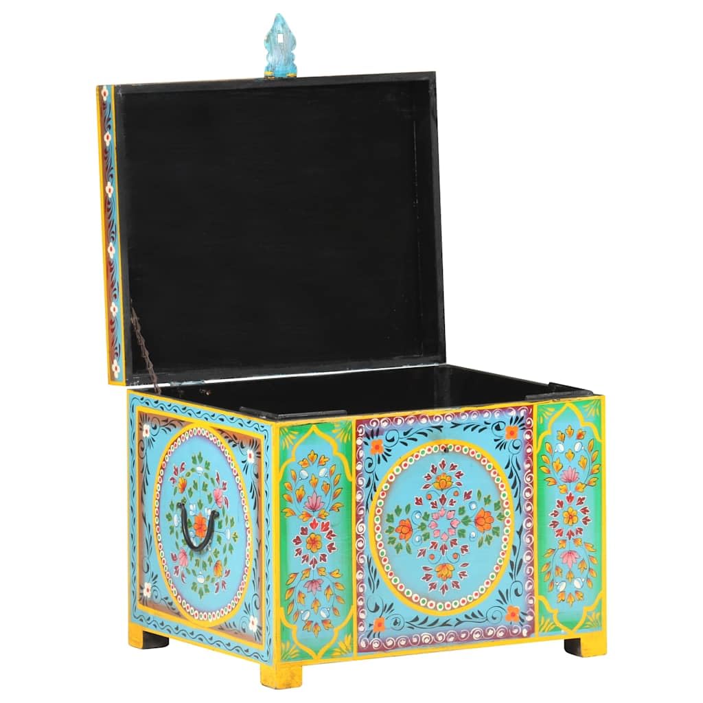 Caja de almacenamiento de madera, mango macizo, 50 x 40 x 40 cm, pintado a