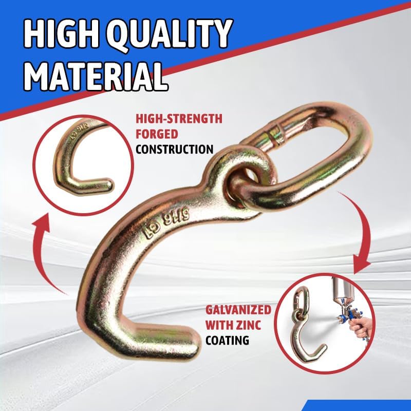 Heavy Duty Forged 5/16 J Hook with high-Strength Carbon Steel,Auto Tie Down Mini J Hook for Car Hauler, Wrecker & Towing Trucks