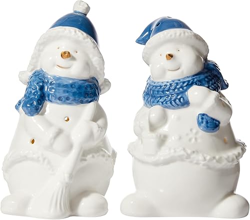 Miniatura 8 de WDS WONDROUS Decoración de muñeco de nieve de cerámica para invierno