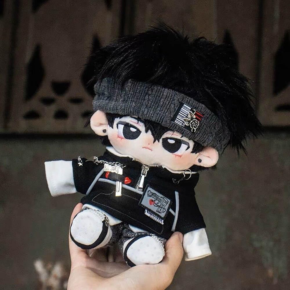 niannyyhouse Ropa de muñeca de felpa de 20 cm, sombreros de abrigo chaleco, pantalones, zapatos de noche oscura, traje de 8 muñeca accesorios