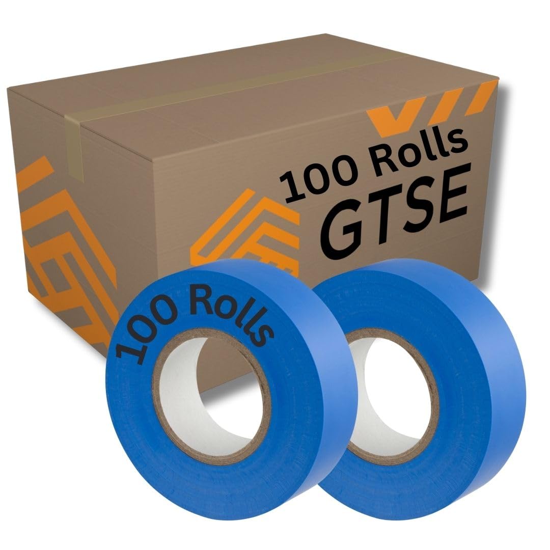 GTSE Blue Electrical Tape, 19mm x 20m, Bulk Box of 100 Rolls, Strong Self-Adhesive PVC Insulation Tape for Insulating, Repairing and Protecting Electrical Wires