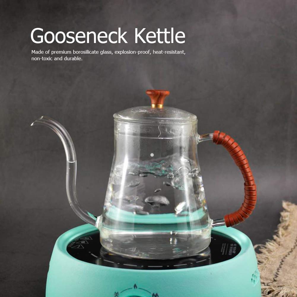 Topyond Gooseneck Kettle for Drip Coffee, 20OZ Pour Over Coffee Kettle, Glass Stovetop Coffee Pot with Anti-Hot Handle, Tea Kettle Gooseneck for Home, Kitchen, and Office Use