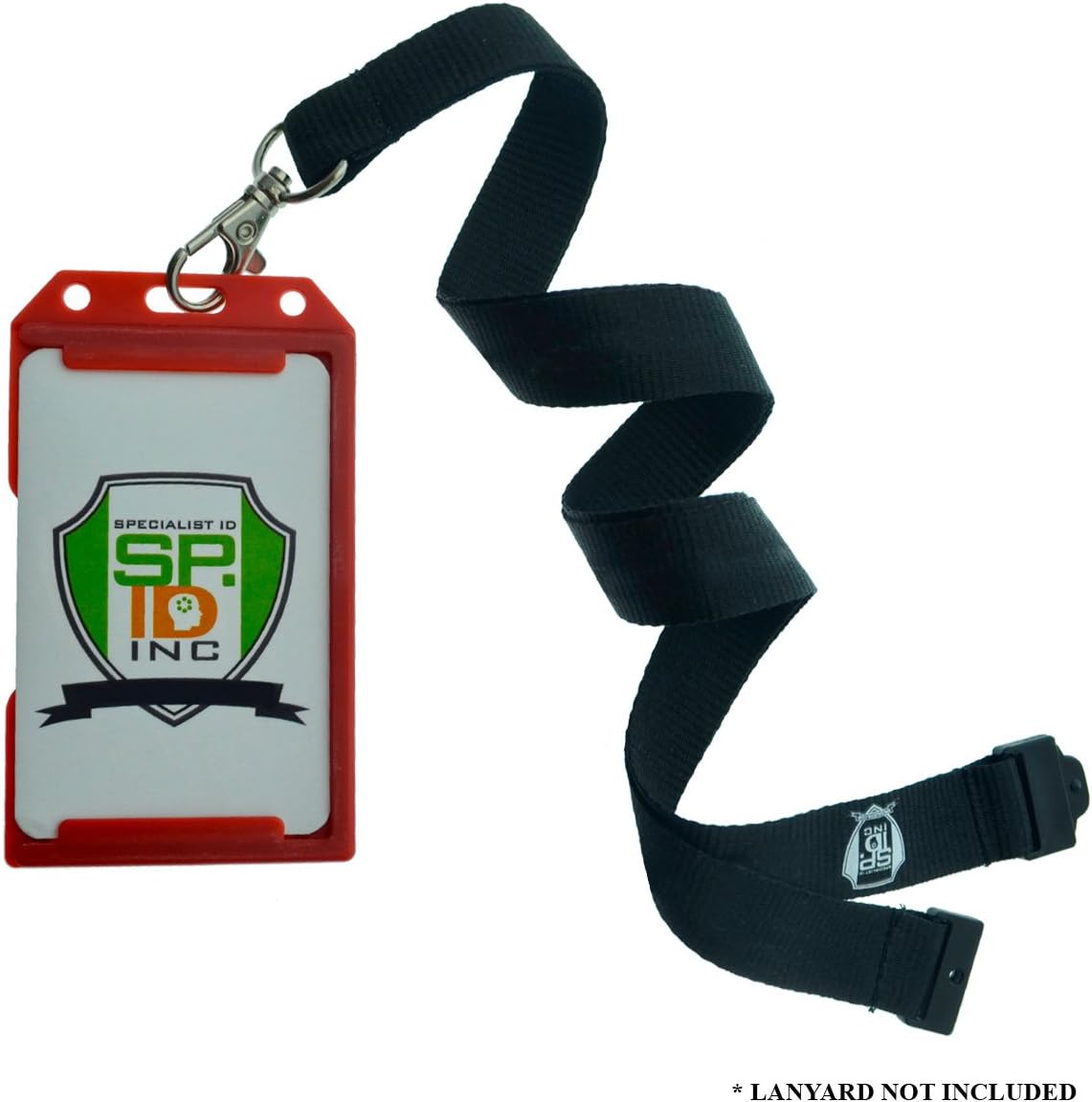 Bulk 50 Pack - Red Hard Plastic Badge Holder Vertical - Side Load 2 Card Protector - Multiple Card ID Badge Holders - Heavy Duty Rigid/Hard Plastic by Specialist ID (Red)
