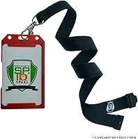 Vista 33 de 5 Pack - Red Hard Plastic Badge Holder Vertical - Side Load 2 Card Protector - Multiple Card ID Badge Holders - Heavy Duty Rigid/Hard Plastic by