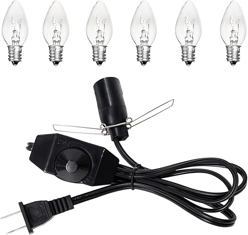 Vista 8 de Venforze Paquete de 2 cables de repuesto para lámpara de sal del Himalaya con interruptor de atenuación y 6 paquetes de bombillas halógenas E12