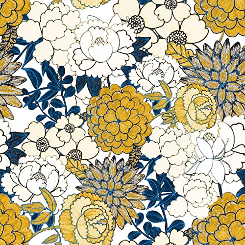 Vintage Floral Peel and Stick Wallpaper Hand-painted Flowers Removable Waterproof