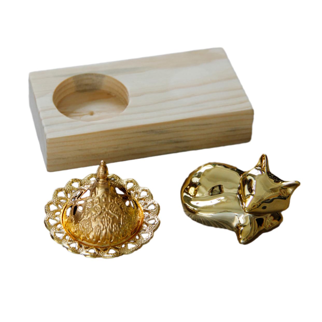 BESTYASH 4 Sätze Holz Metall Weihrauchbrenner Aromatherapie Censer für Zuhause Büro Yoga und Meditation Stabiler Räucherstäbchen Halter für Entspannende