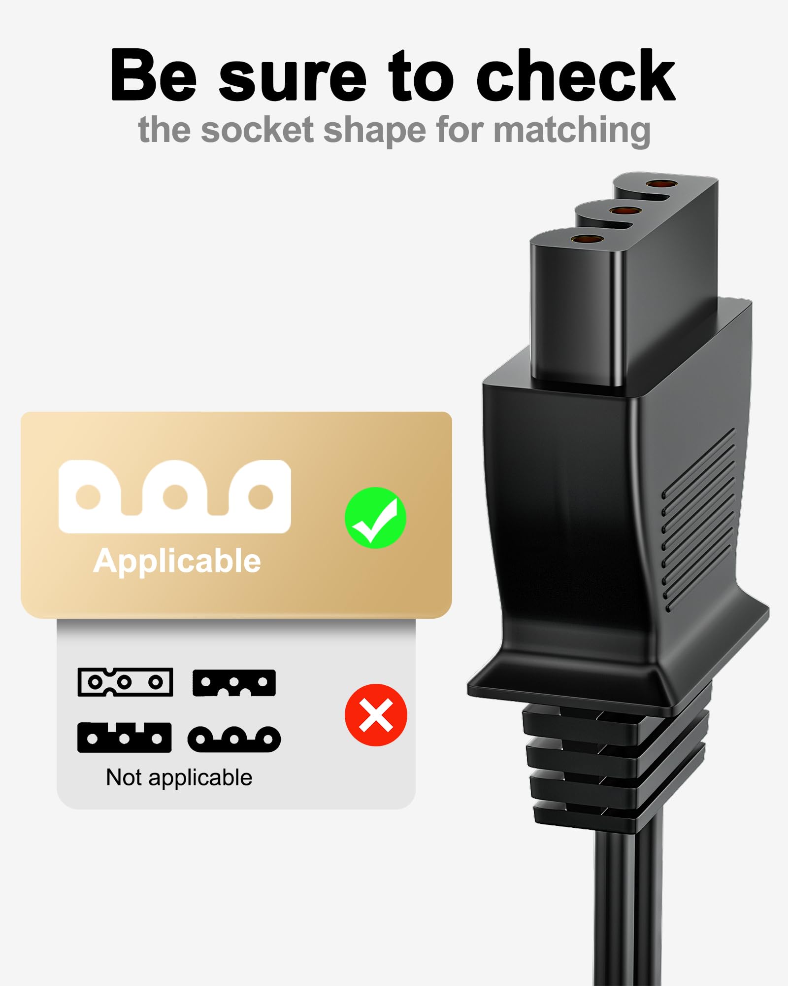 VHBW for Singer Sewing Machine Foot Pedal,359102-001 Compatible with Singer 2263,4423,e99670, 8280,4452,2277,4411,3116,3337,1304,M3220,3342,4432,1120,50t8,3232, D-Shape Plug ​Foot Pedal