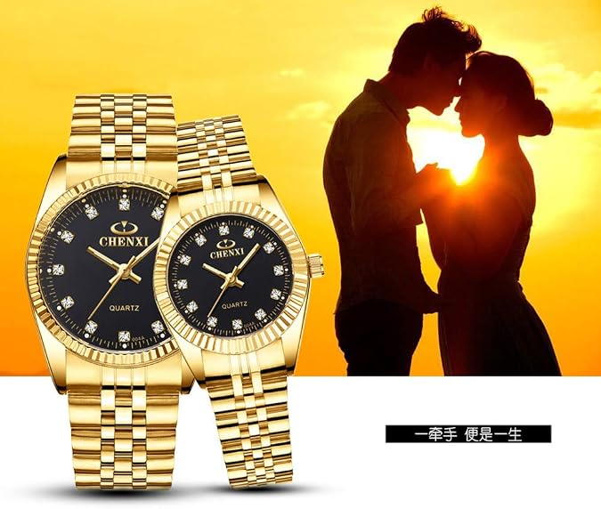 MASTOP Couple Watches Swiss Brand Golden Watch Men Women Stainless Steel Waterproof Quartz Watch...