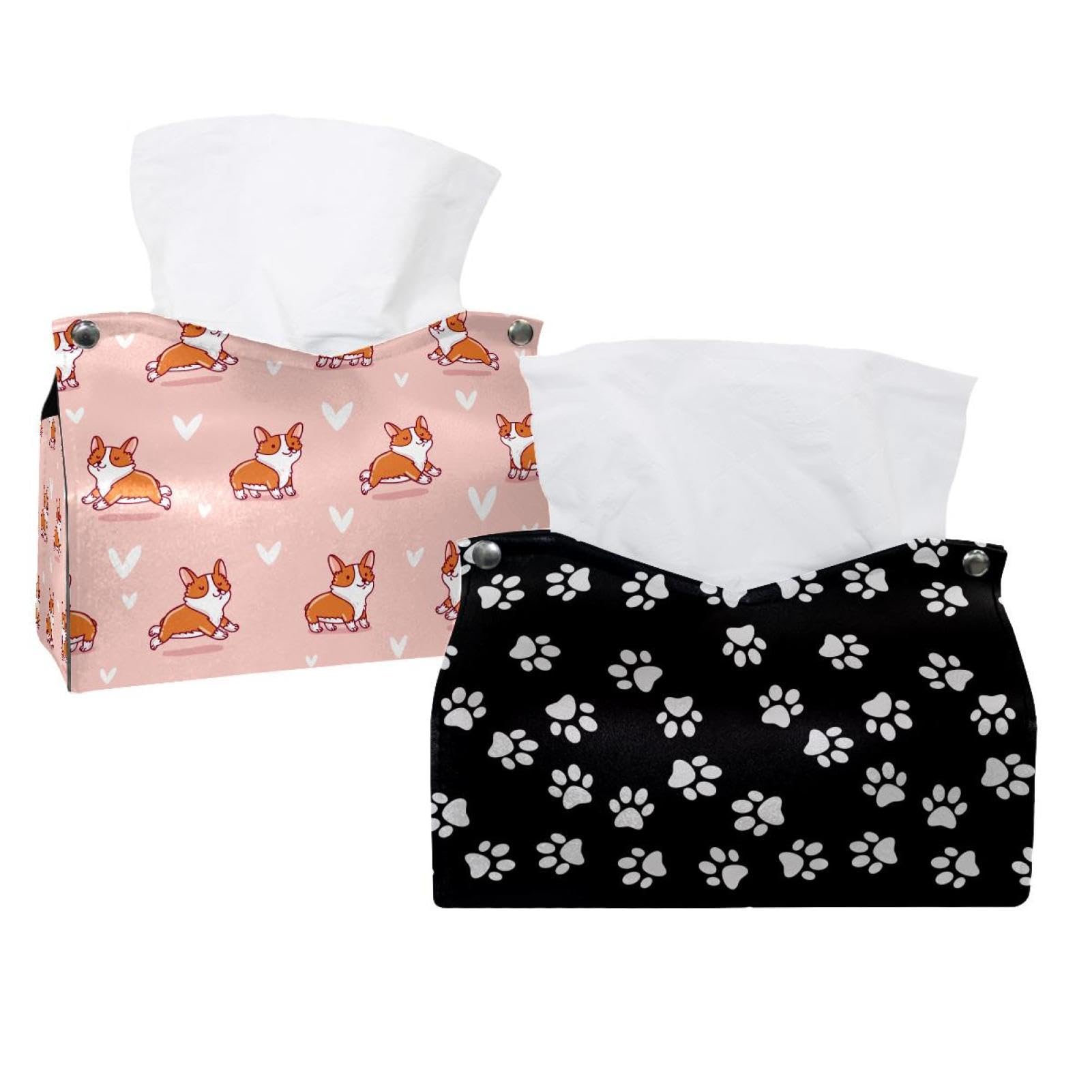 Boîte à mouchoirs motif chien lot de 2 distributeurs design pour décoration voiture et bureau