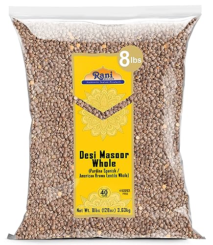 Image of Rani Desi Masoor (Masur) Whole 128oz (8lbs) 3.63kg (aka. Pardina Spanish /American Brown Lentils Whole) Bulk ~ All Natural | Vegan | NON-GMO | Kosher | Gluten Friendly | Product of USA