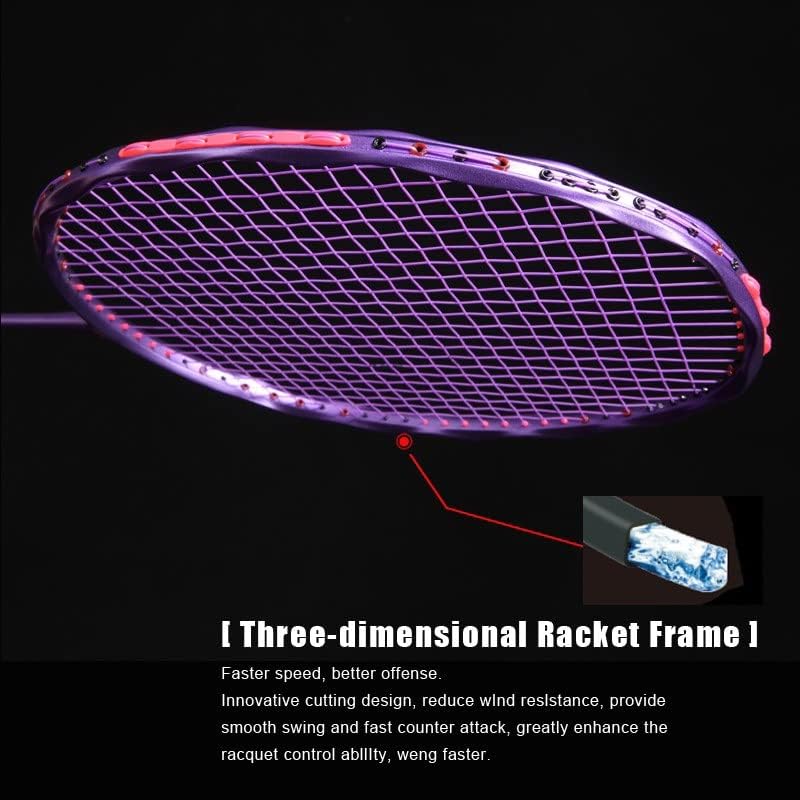Miniatura 6 de QDLZLG 5U 75g 30Lbs Full Carbon Fibre Twist Frame Badminton Racket with Free Tied