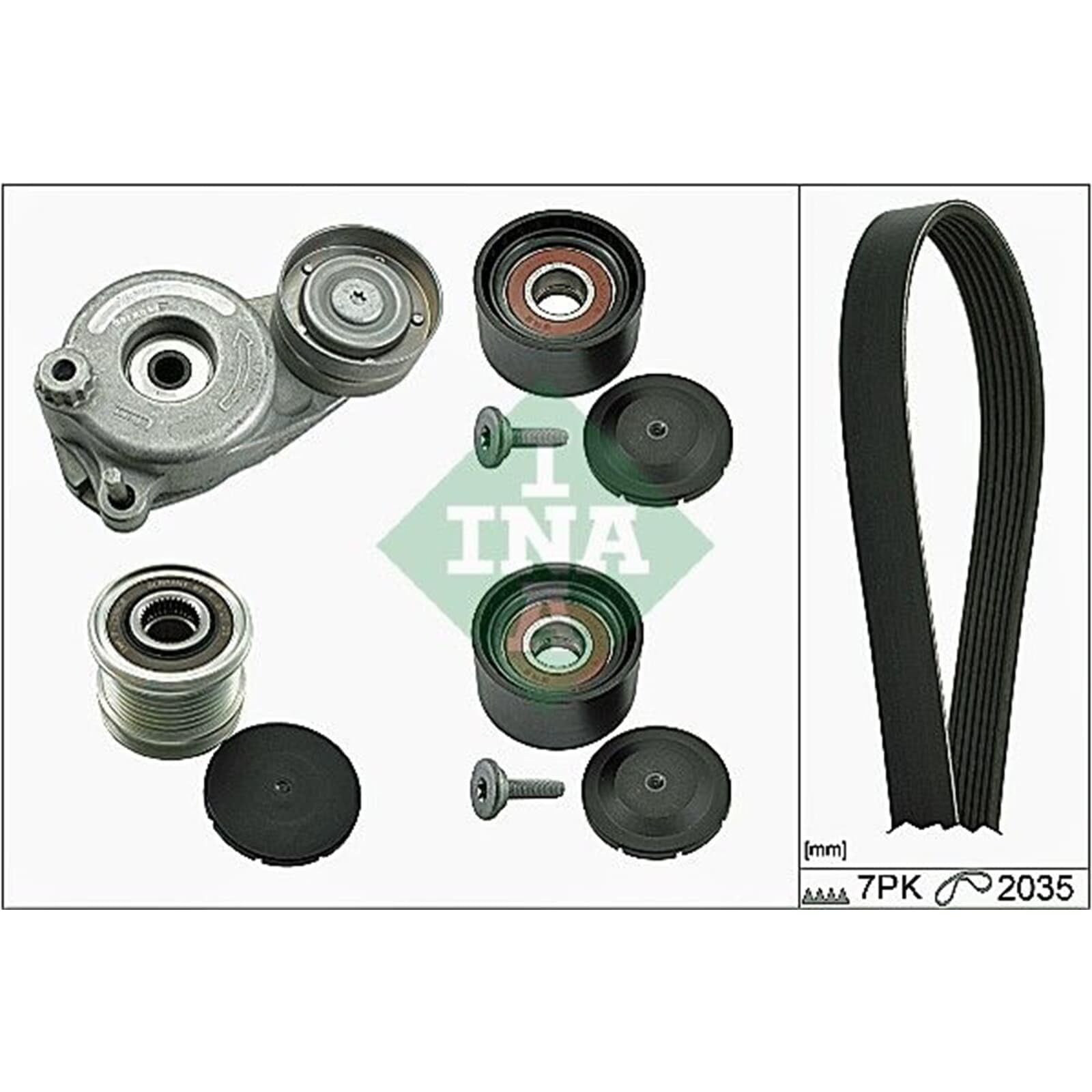INA Jeu de courroies trapézoïdales à nervures 529 0050 20 2035mm Compatible avec MERCEDES-BENZ Classe C Berline W204 Classe E Berline W211 Classe C Berline W203 Classe C Break S204