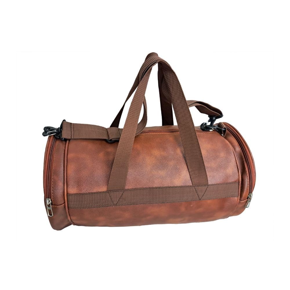 treggo PU Leather Gym & Sports Duffel Bag for Men & Women Waterproof Travel Bag with Dual Side Pockets (Tan)-picture-12