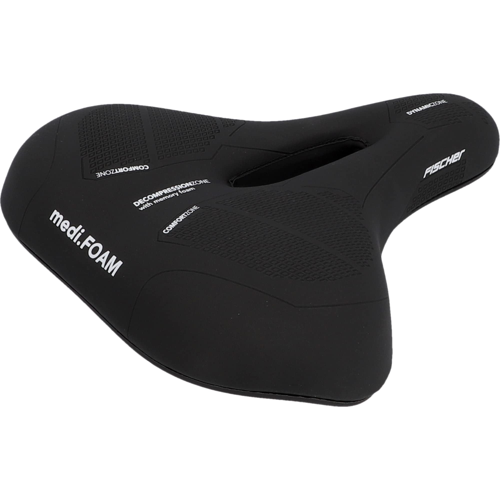 Fischer Bicycle Saddle Trekking Memory Foam R.e.Med Bicycle Saddle for Trekking Bikes, Especially Light, Extremely Comfortable, Black