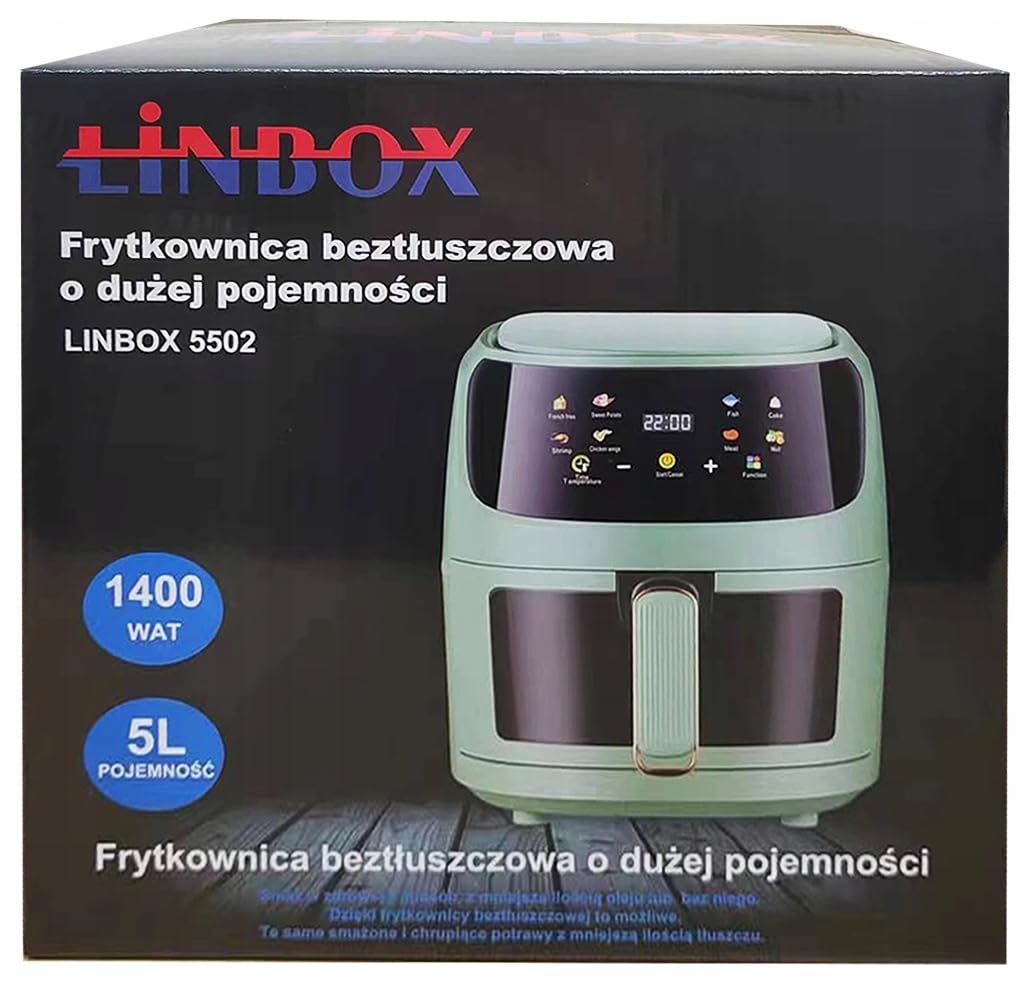 FRYTKOWNICA BEZTŁUSZCZOWA AIR FRYER LINBOX ZIELONA