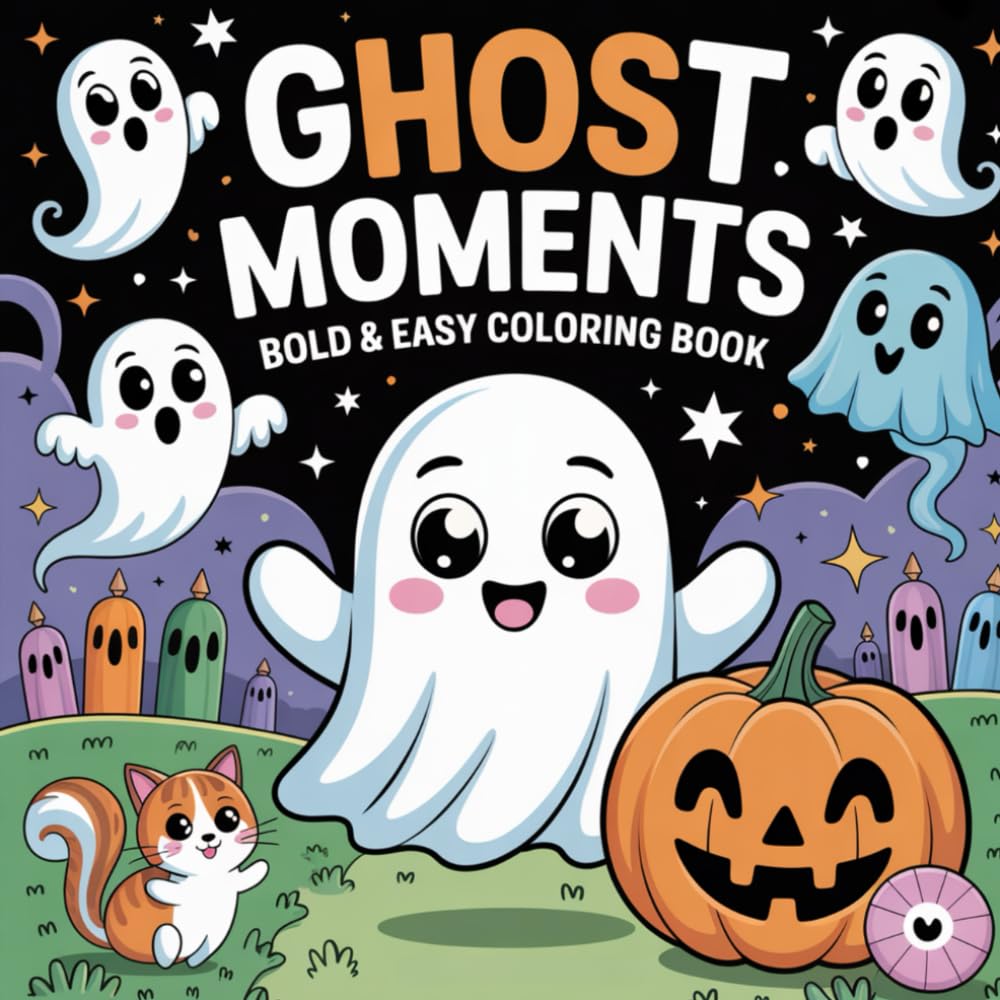 Ghost Moments: Bold and Easy Friendly Spirits, Whimsical Specters, Imaginative Play, Creative Fun Coloring Book For Kids