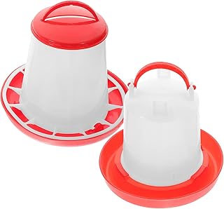 Poultry Water Trough Chick Feeder and Waterer Kit Automatic Chicken Feeder Plastic Hanging Poultry Waterer Food Feeder Duck Container 25.5X18CM