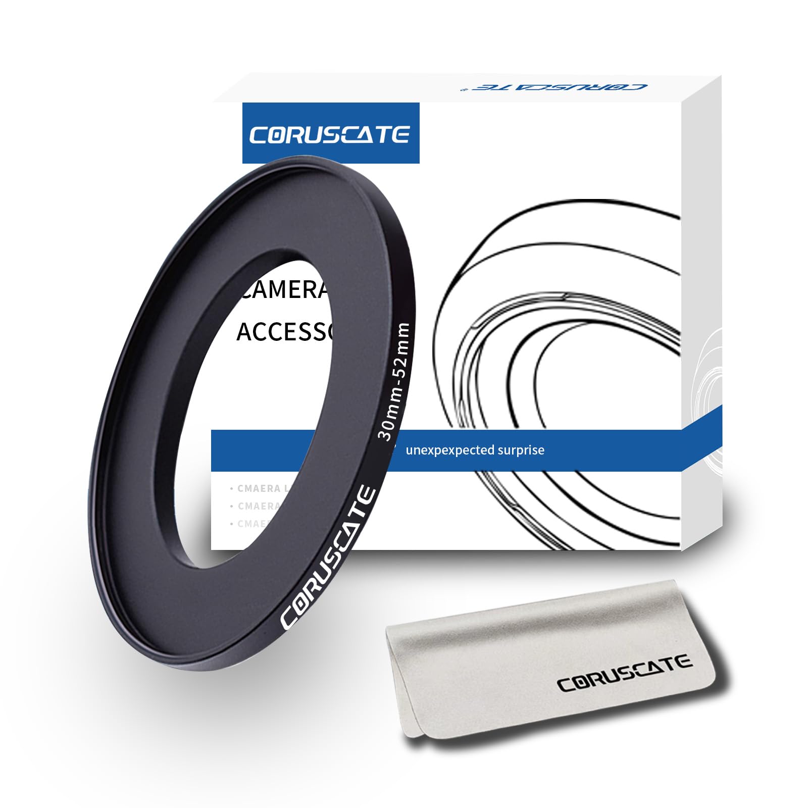 Adattatore per obiettivo fotocamera da 30 mm a 52 mm, cambia il filtro o le dimensioni dell'obiettivo da 30 mm a 52 mm. Compatibile con tutti gli accessori per filtri filettati da 52 mm + 1 panno per