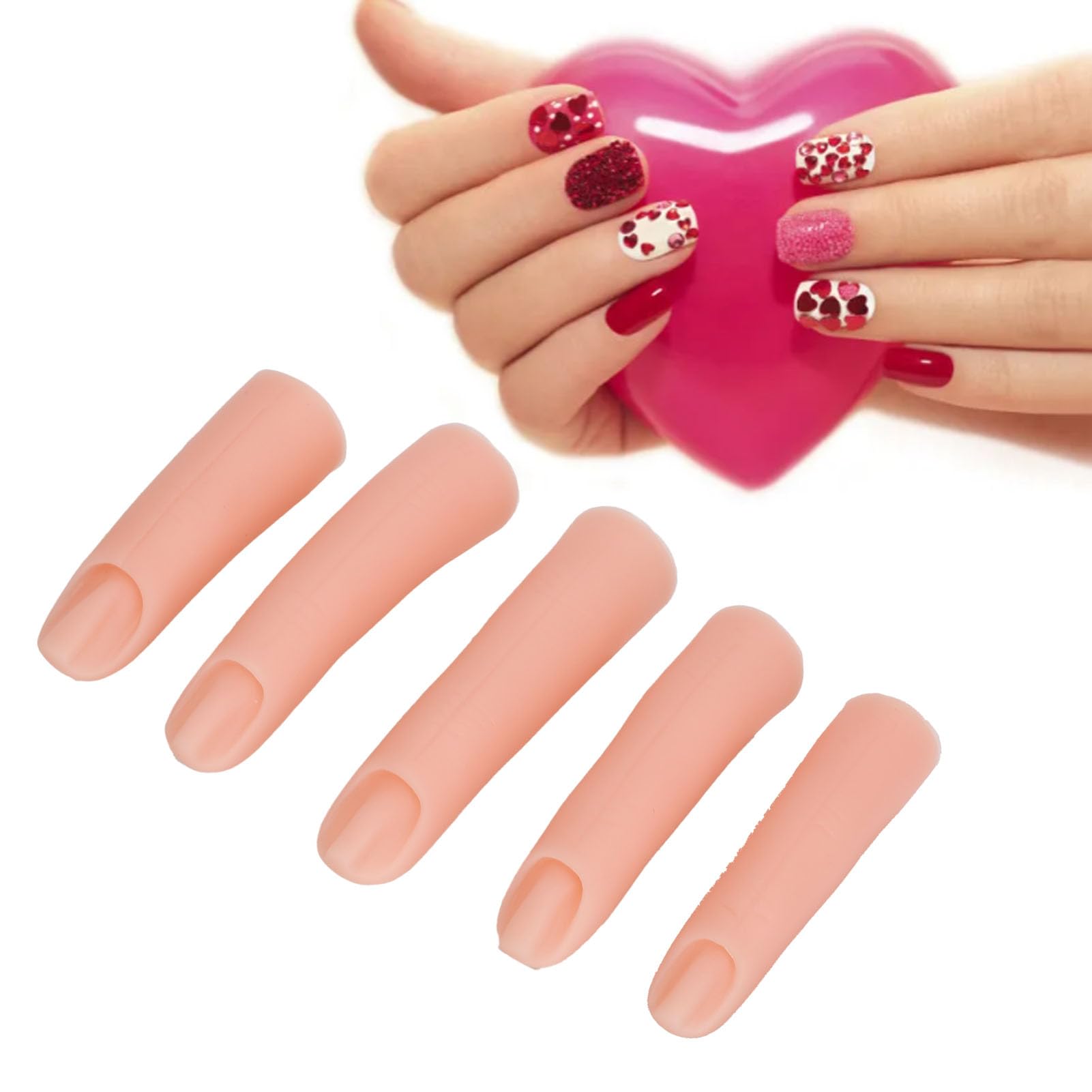 5pcs Silicone Practice Fingers for Acrylic Nails Gel Nail Art Practice Manicure False Fingers Fake Finger - Image 3