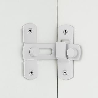 INIRET 4 Packs Flip Door Sliding Latches，Matte White 90 Degree Stainless Steel Bar Gate Latches Safety Door Lock,Sliding Door Antique Lock Gate Latches Wine Cabinet Carbon Steel Closet Door Latches