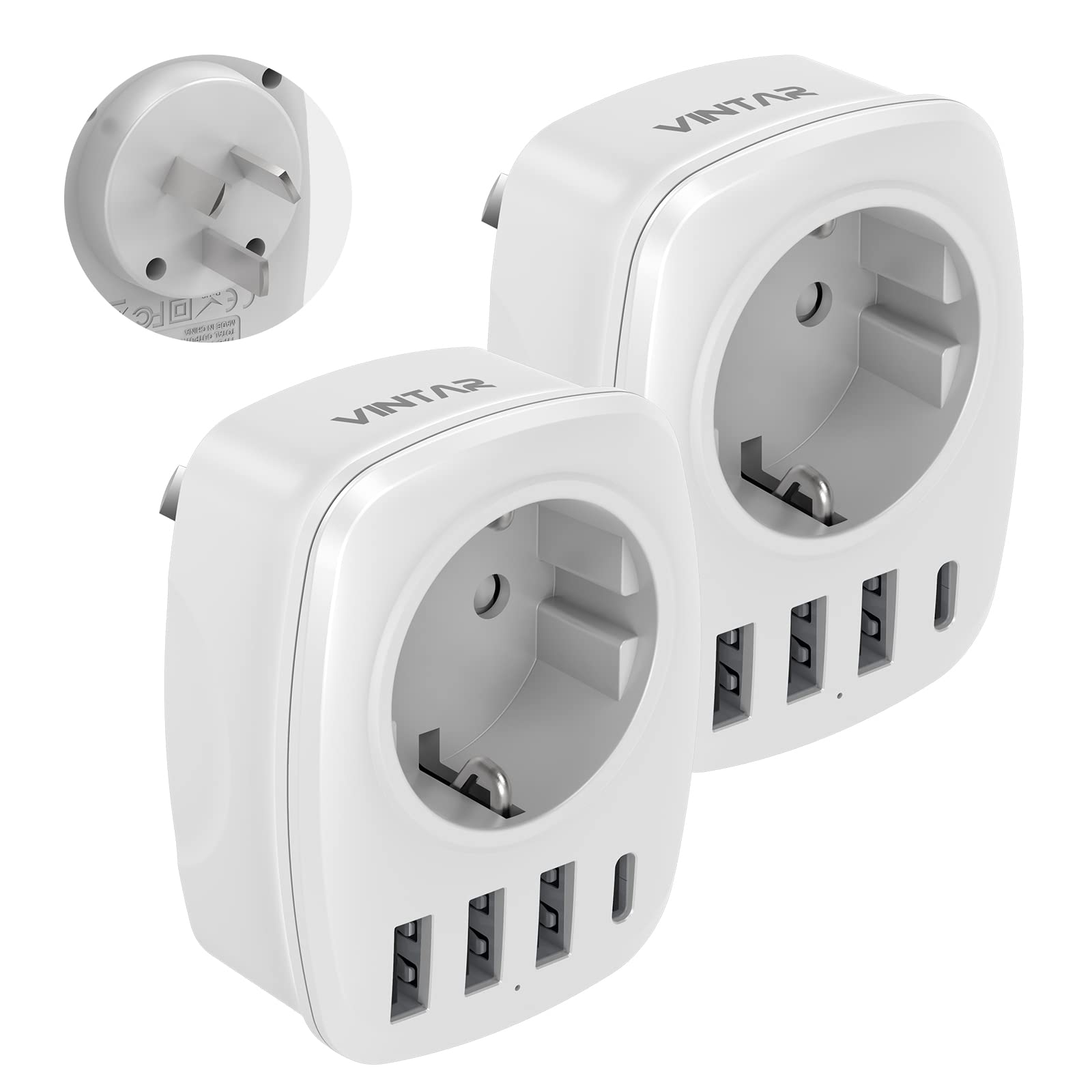 Adaptateur De Voyage Australie 5 En 1 - 1 Prise AC + 2 USB-C + 2 USB-A, Type I, Pour Australie, Nouvelle-Zélande, Chine