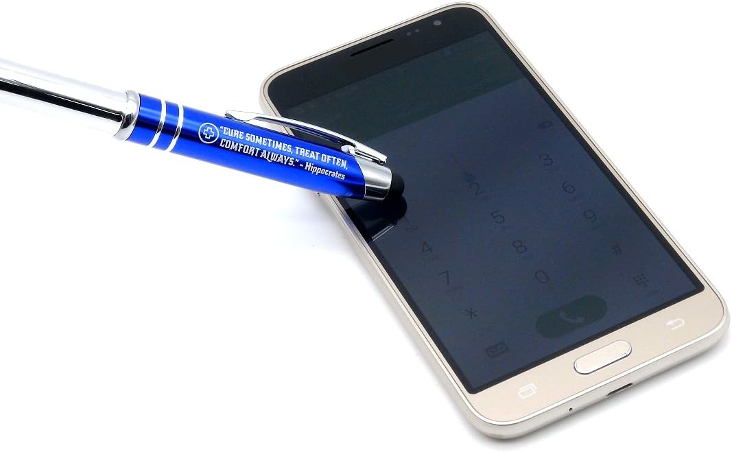 Inkstone Medical Gift Pen with Inspirational Quote - Cure Sometimes, Treat Often, Comfort Always. - Hippocrates - Engraved Pen with Light and Stylus - Gifts for Doctors Nurses Medical Assistants