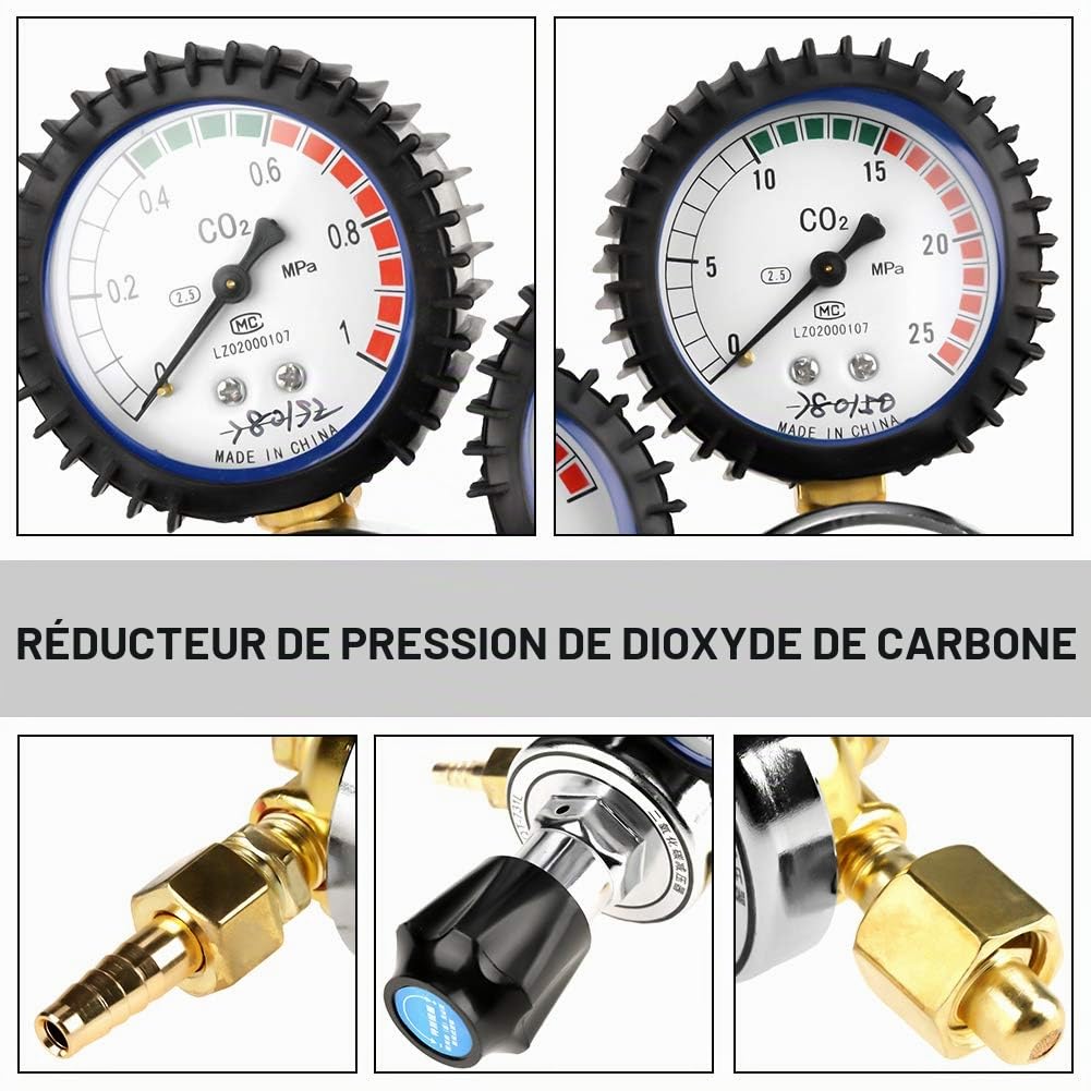 Régulateur De Pression De CO2 0-25MPa Régulateur De Bouteille De Gaz De CO2 Pour Soudage Au Gaz Découpe Procédés Chimiques