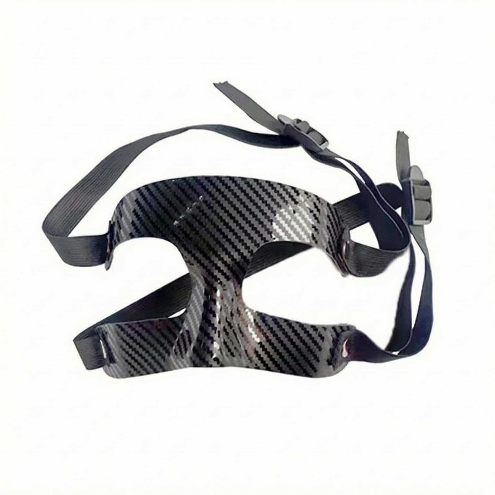 BNF®Carbon-Fiber Style Half-Face Mask - Black PVC Face Mask with Double Buckle, Adjustable Straps - Ideal for Sports, Parties, Cosplay & Defensive Gear-image-45