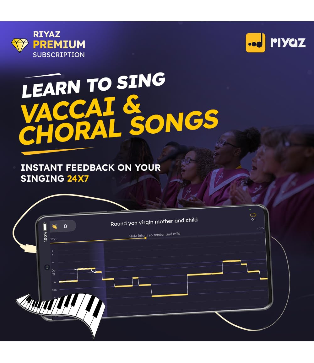 Riyaz App - Learn to Sing Vaccai & Choral Songs | 12 Months Premium Subscription | Suitable for Guitar / Western Vocal / Solfege Learners | 35 Lakhs Learners | (Activation Link by Email in 2 Hours)-image-19
