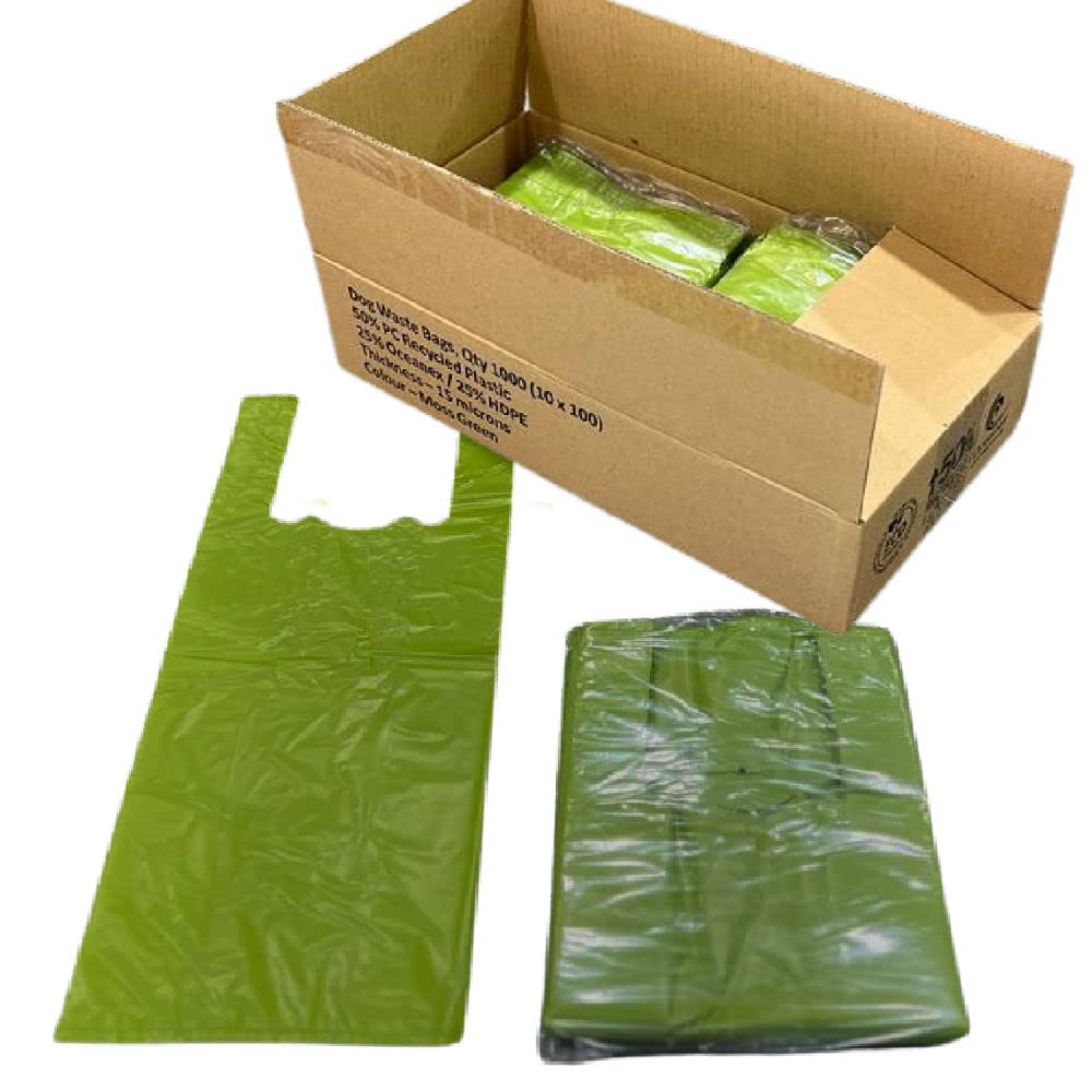 Large Recycled Plastic + Oceanex Dog Waste Bags (1000 Bags) (Moss Green)