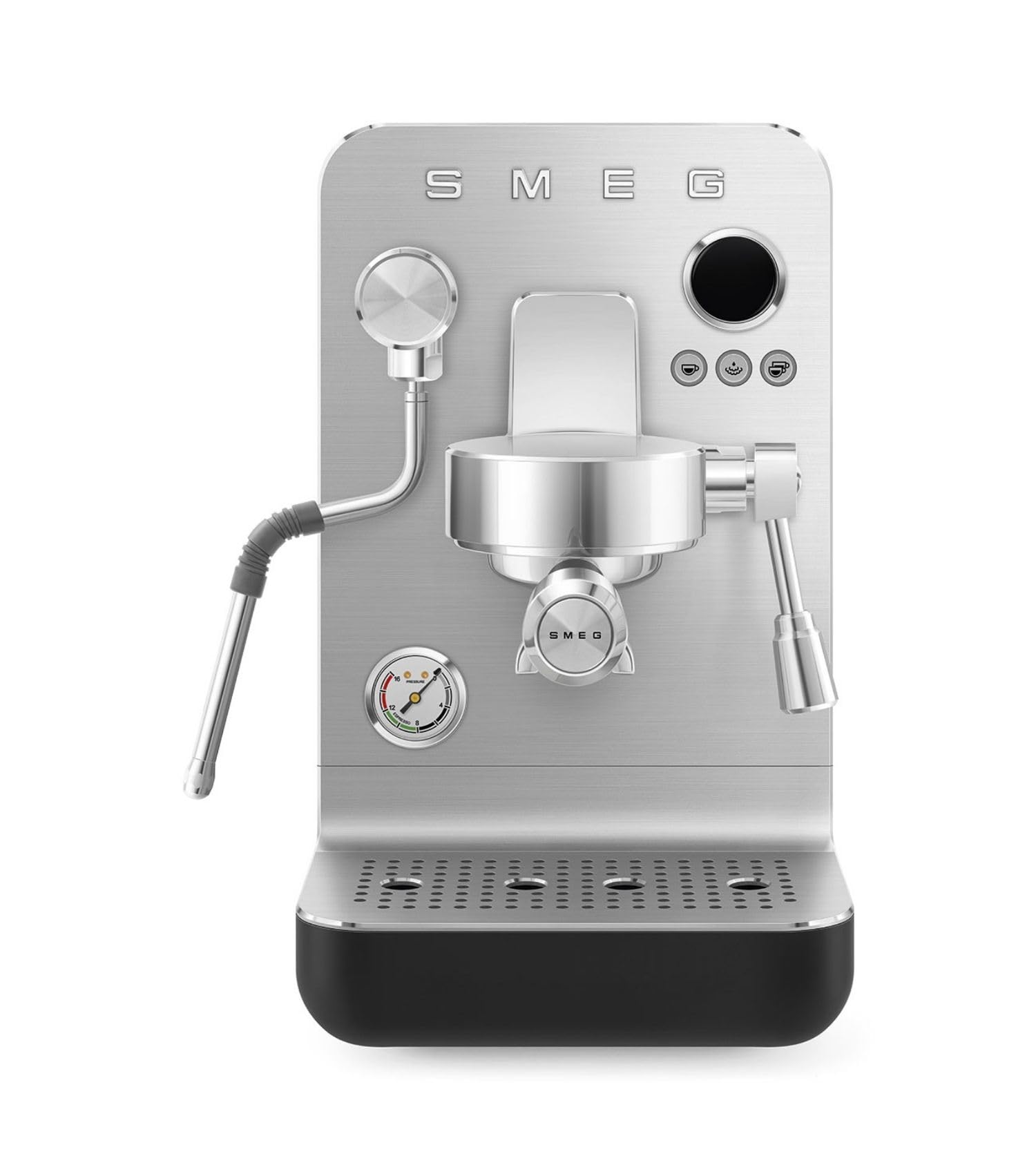 Smeg, Macchina da Caffè Espresso Manuale MiniPro EMC02, Triplo Termoblocco, Lancia Vapore e Portafiltro Professionali, Serbatoio da 1,7L, Cassetto Raccogligocce Rimovibile, 1700W, Nero Matte