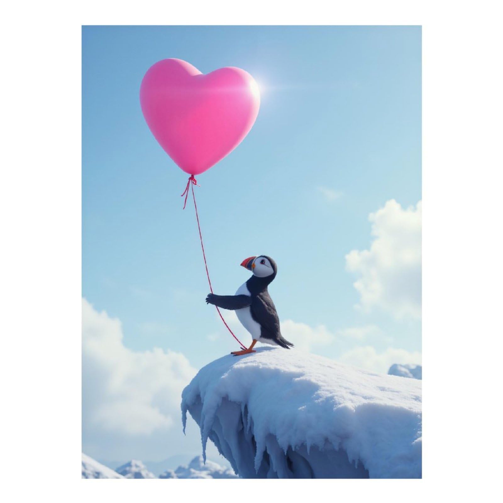 TZTTZT Diamond Art Kits for Adults - Puffin Heart Balloon Sky Cliff Diamond Painting Kits for Adults Beginner, Frameless Diamond Painting Craft for