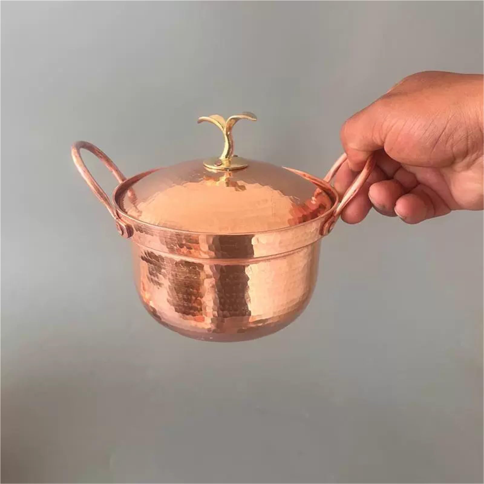 Hammered Kupfertopf Sukiyaki-Topf aus reinem Kupfer, individuell geschmiedet, handgehämmert, Doppelgriff, dicke Nudeln, heiß kochen(S)