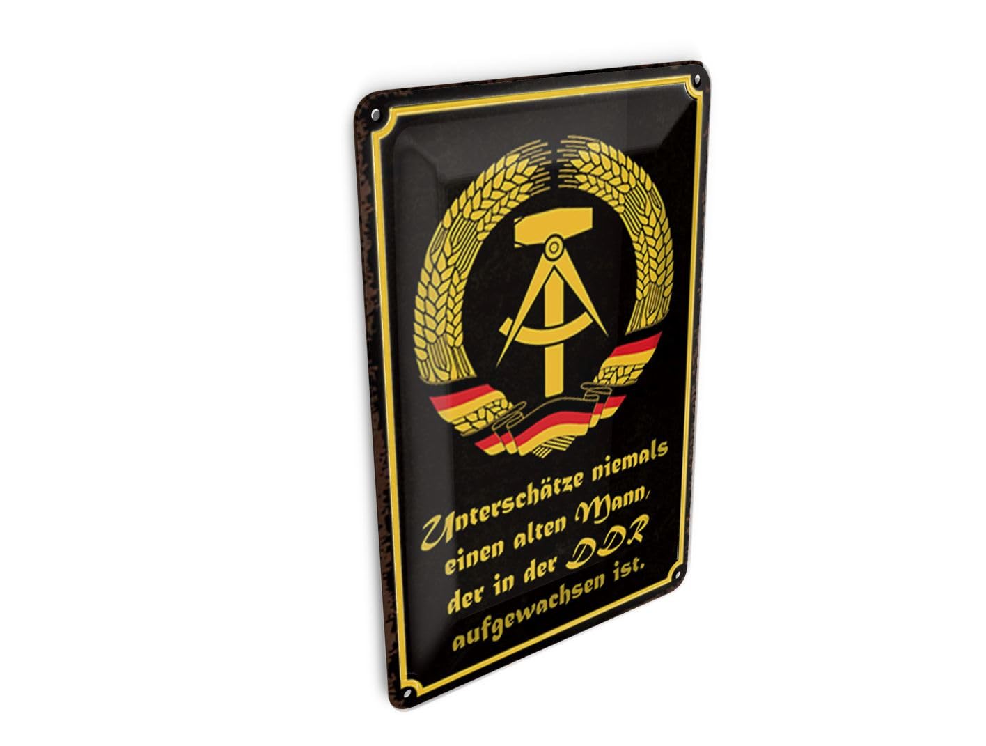 Femer Tin Postcard Saying 10 x 14 cm Unterschatz niemals Mann DDR Decorative Sign