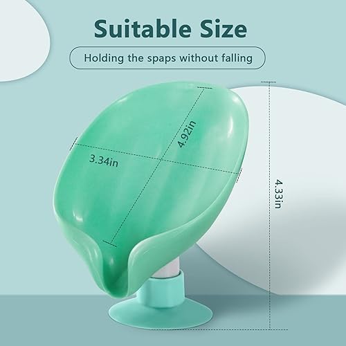 Miniatura 2 de Jabonera con forma de hoja, jabonera autodrenante, extiende la vida útil del jabón en barra, mantiene el jabón seco, verde y verde, 2 unidades