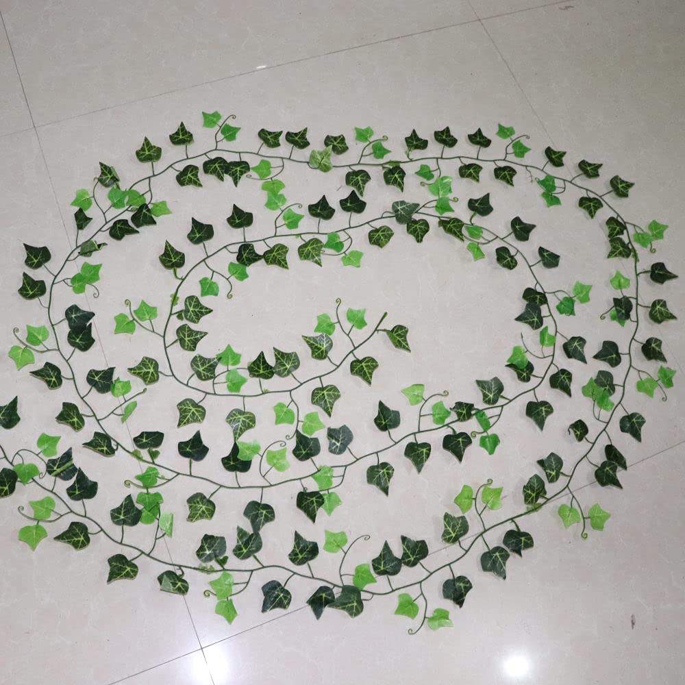 100pcs Leaf 1 piece 2.4M Home Decor Artificial Ivy Leaf Garland Plants Vine Fake Foliage Flowers Creeper Green Ivy Wreath,Beige