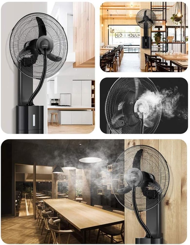 18" Wall-Mounted Power Water-Cooled Atomized Commercial Fan, Industrial Centrifugal Cooling Atomizing Oscillating Humidifier for Outdoor, Patio, and Backyard Use