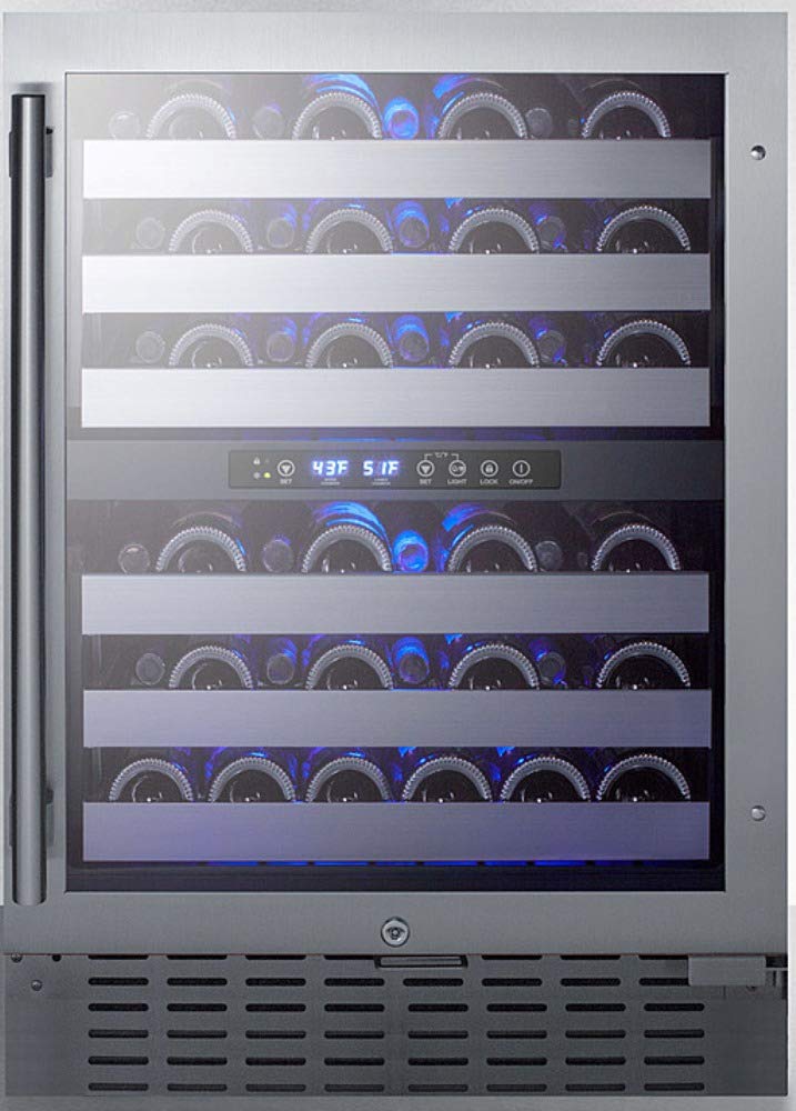 Summit Appliance Swc532blbistcss 24" Wide Built-In Wine Cellar; Automatic Defrost; 46 Bottles; Full-Extension Shelving; Two Temperature Zones; Digital Control Panel; Factory Installed Lock on Fridge.com - View 3